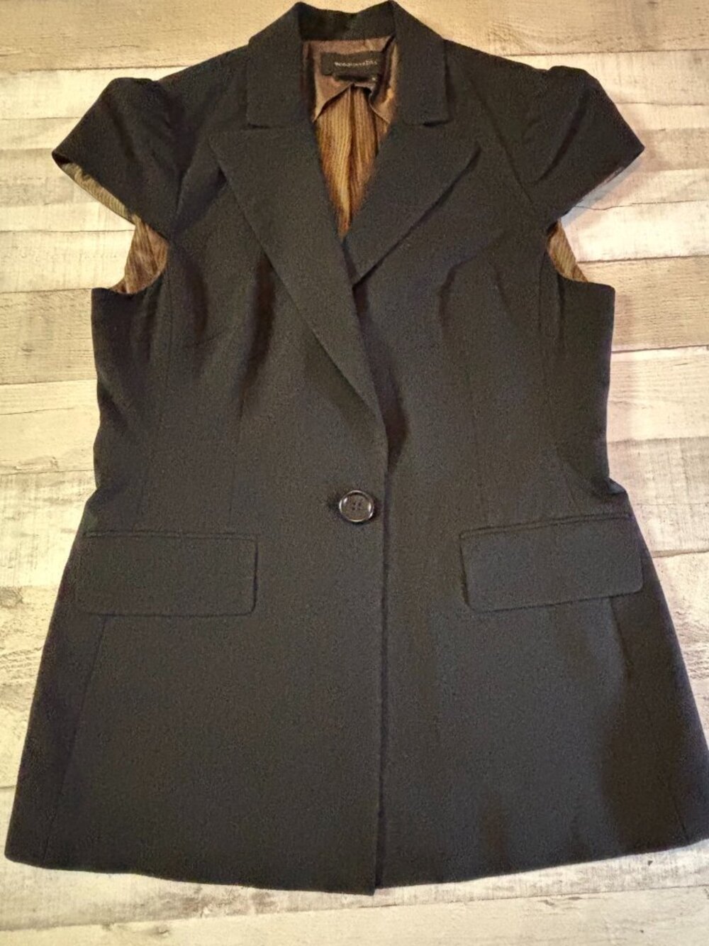 BCBGMAXAZRIA Women’s Black Short Sleeve Blazer Jacket